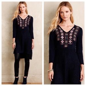 Akemi + Kin navy embroidered v neck tunic sweater